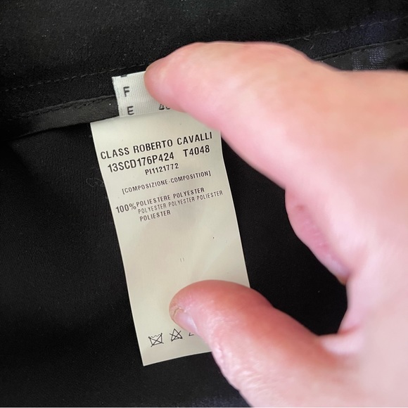 Vintage 90s Y2k Roberto Cavalli CLASS Black Pants Trousers Slacks Gold Zipper 8 - Picture 2 of 10